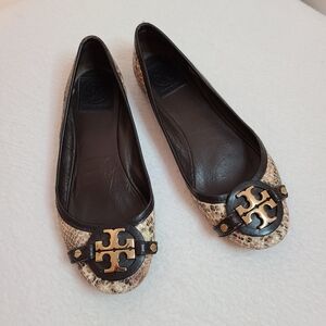 Tory Burch Snakeskin Leather Ballet Flats Size 7.5